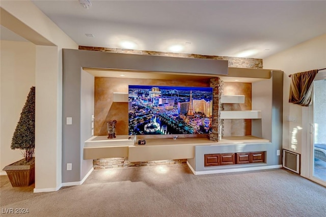 view of carpeted home theater room