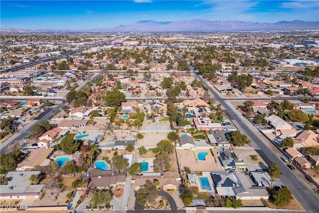 bird's eye view with a mountain view