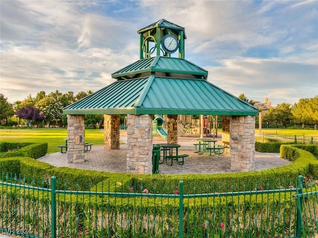 view of property's community with a gazebo