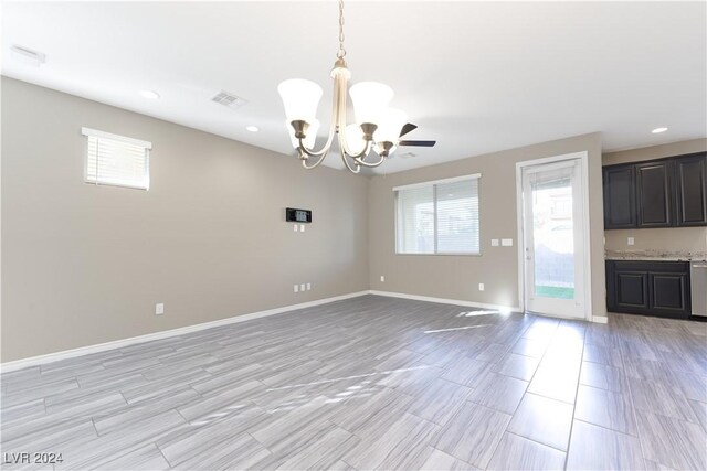 interior space with a notable chandelier