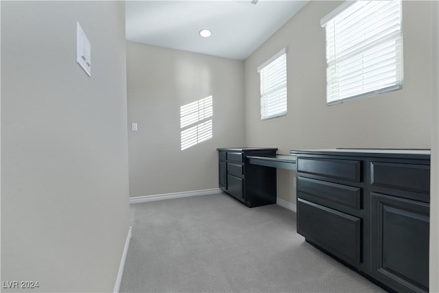 view of carpeted office space