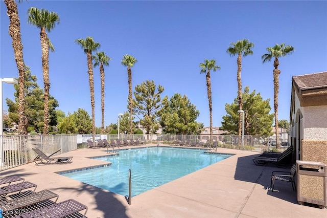 view of swimming pool featuring a patio