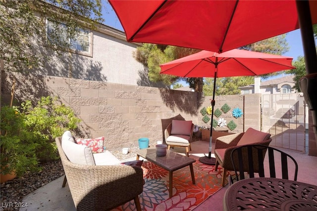 view of patio / terrace featuring an outdoor living space