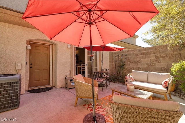 view of patio featuring central air condition unit and french doors