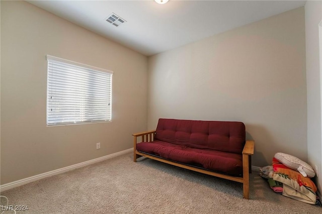 sitting room featuring carpet flooring