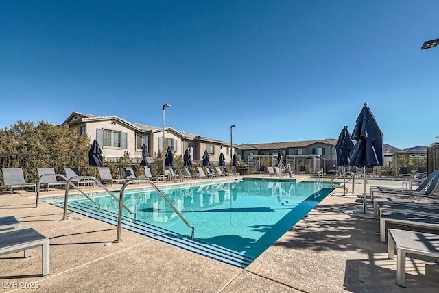 view of swimming pool featuring a patio