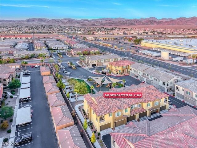 aerial view with a residential view and a mountain view