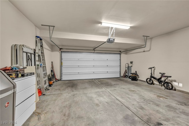 garage with a garage door opener