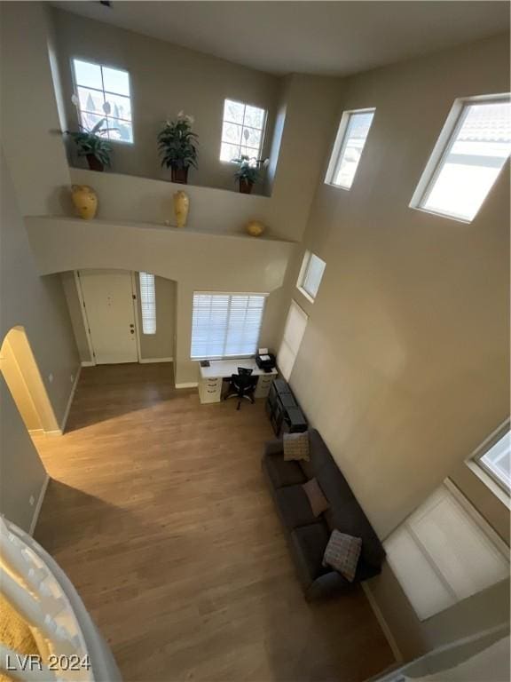 entrance foyer featuring a high ceiling and hardwood / wood-style flooring