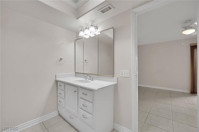 bathroom with vanity and tile patterned flooring