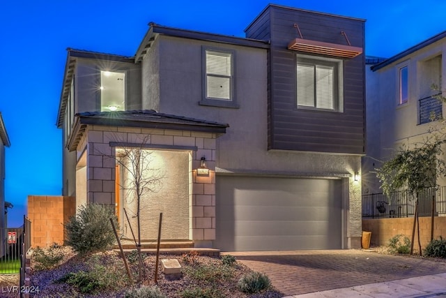 contemporary home featuring a garage