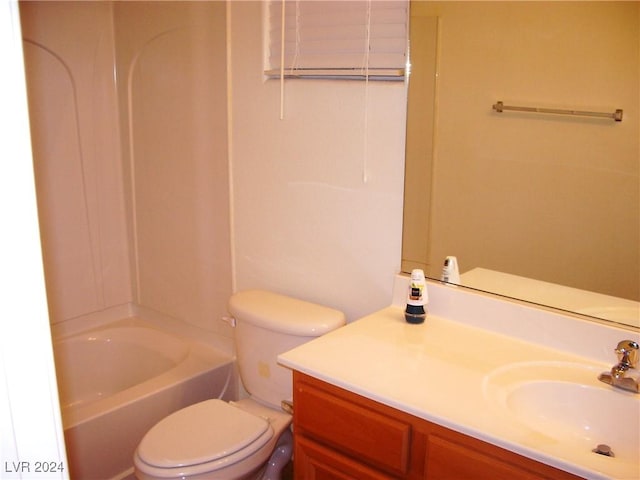 full bathroom with toilet, shower / bath combination, and vanity