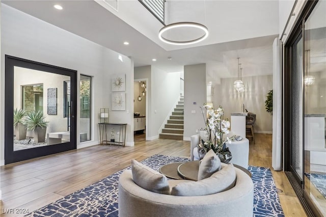 living room featuring light hardwood / wood-style flooring