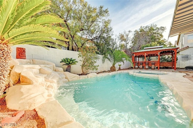 view of swimming pool with a gazebo