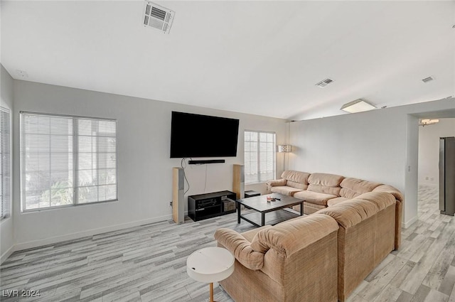 living room with light hardwood / wood-style floors