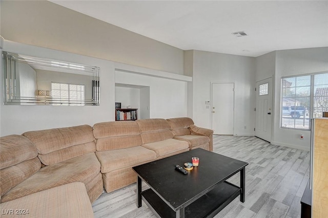 living room featuring light hardwood / wood-style floors