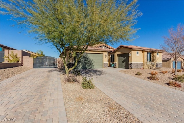 single story home with a garage