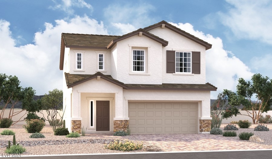 view of front of house with a garage