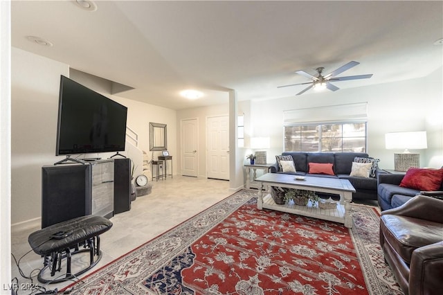 2157 Camel Mesa Dr, Laughlin, NV 89029 - living area with a ceiling fan and baseboards