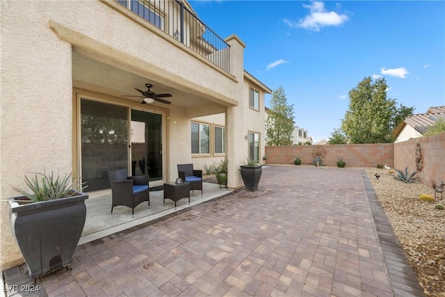 view of patio / terrace with ceiling fan