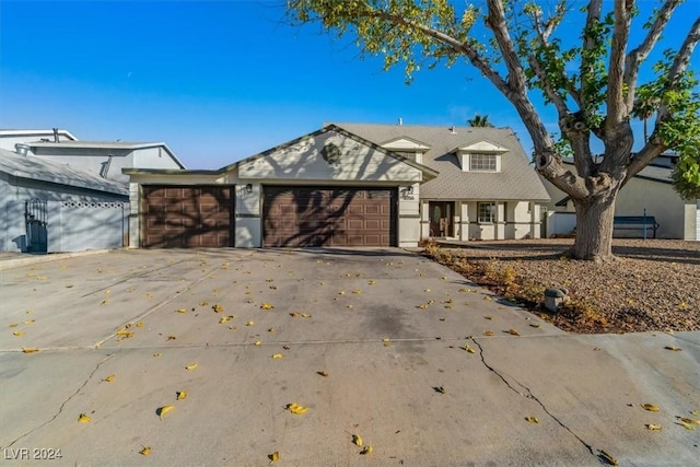 view of front of property with a garage