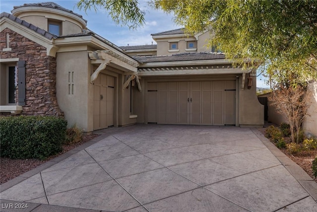 exterior space featuring a garage