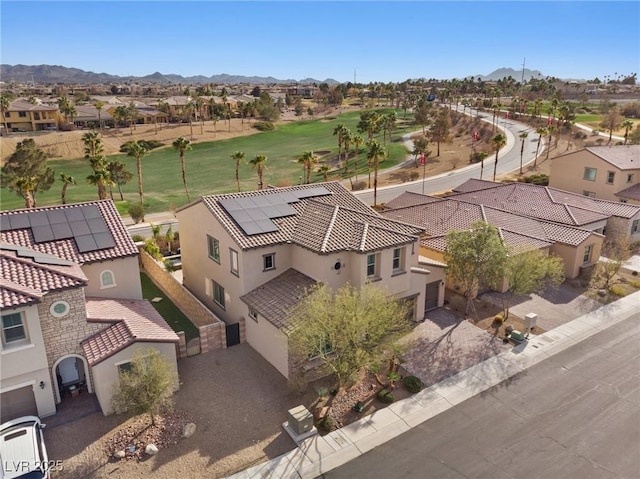 bird's eye view with a mountain view