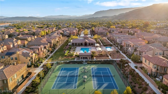 aerial view with a mountain view