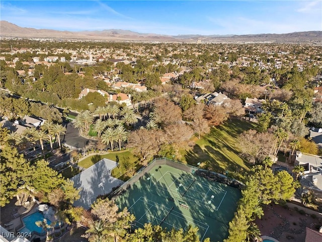 aerial view with a mountain view