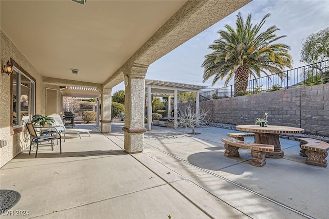 view of patio / terrace featuring a pergola