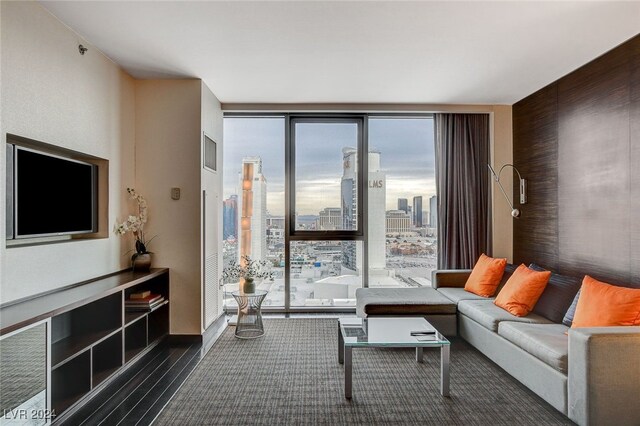 living room with expansive windows