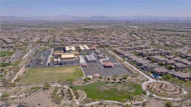 drone / aerial view with a mountain view