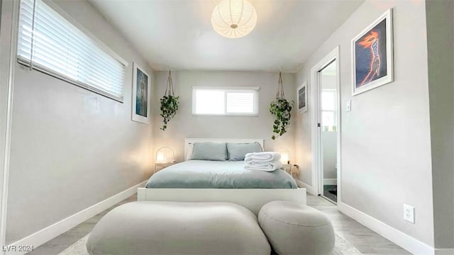 bedroom featuring light hardwood / wood-style flooring