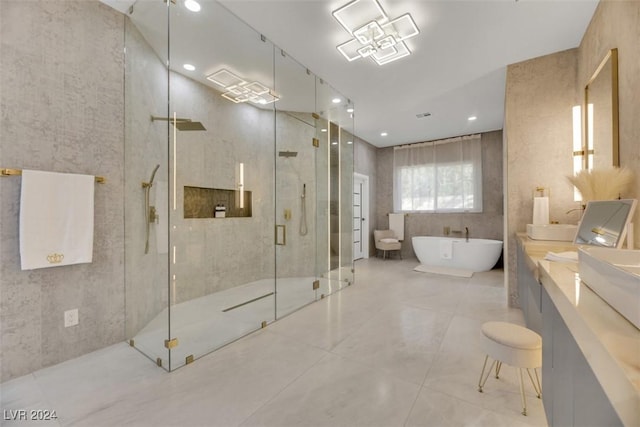 bathroom featuring plus walk in shower