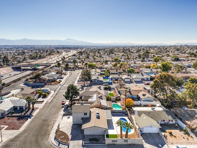 drone / aerial view featuring a mountain view