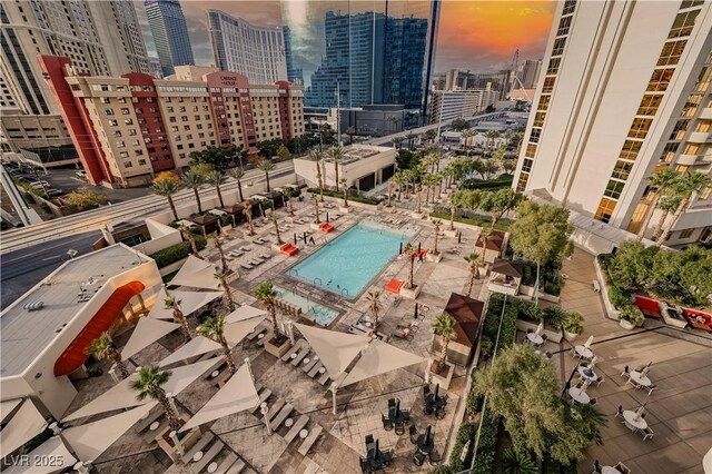 135 E Harmon Ave Unit 407, Las Vegas, NV 89109 - aerial view at dusk featuring a view of city