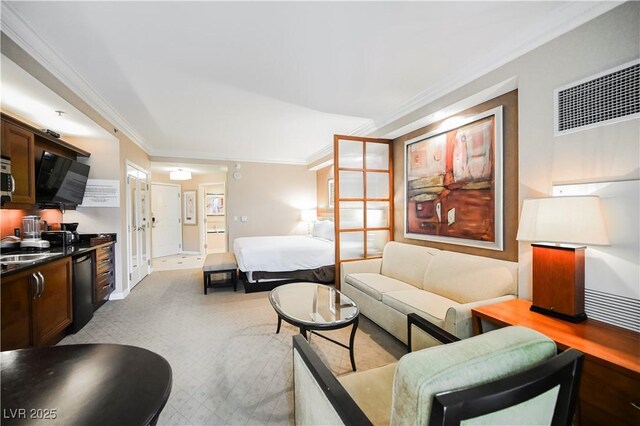 135 E Harmon Ave Unit 407, Las Vegas, NV 89109 - living room with crown molding and visible vents