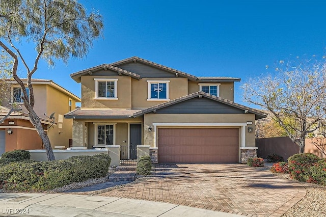 view of front of house with a garage