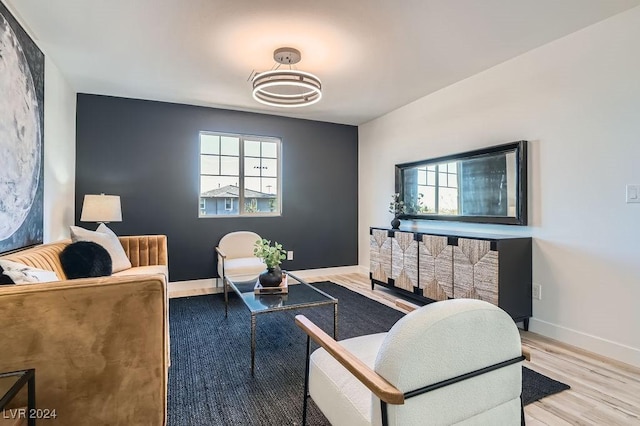 living room with hardwood / wood-style flooring and plenty of natural light