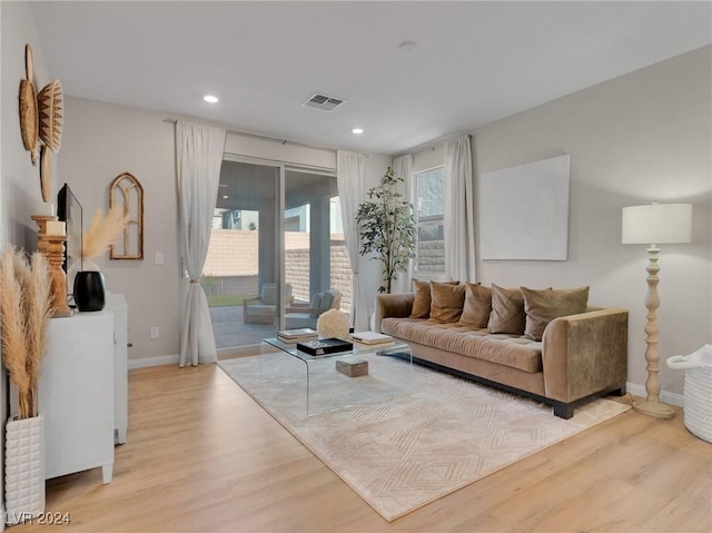 living room with light wood-type flooring