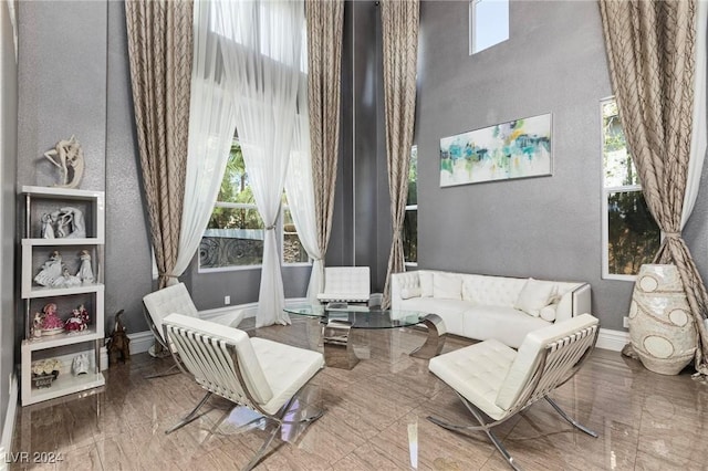 sitting room featuring a healthy amount of sunlight and hardwood / wood-style flooring