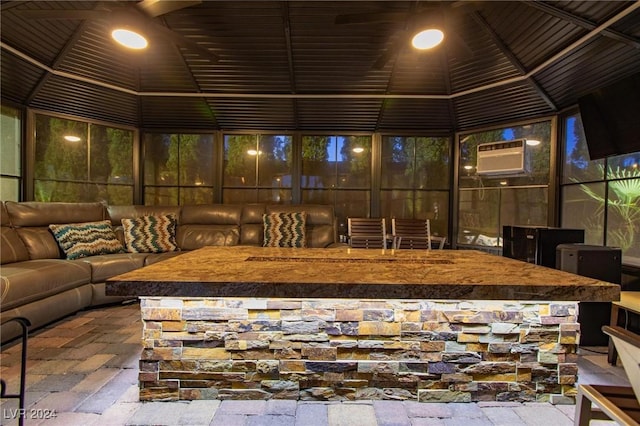 view of patio featuring an outdoor living space and an outdoor bar