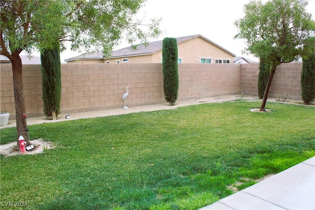 view of yard featuring a fenced backyard