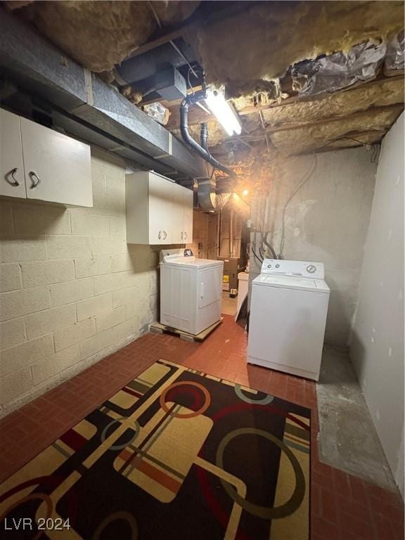 basement featuring separate washer and dryer