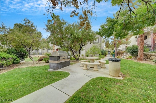 surrounding community featuring an outdoor kitchen and a yard