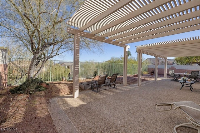 view of patio featuring a pergola