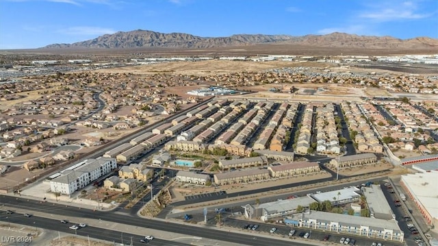 drone / aerial view featuring a mountain view