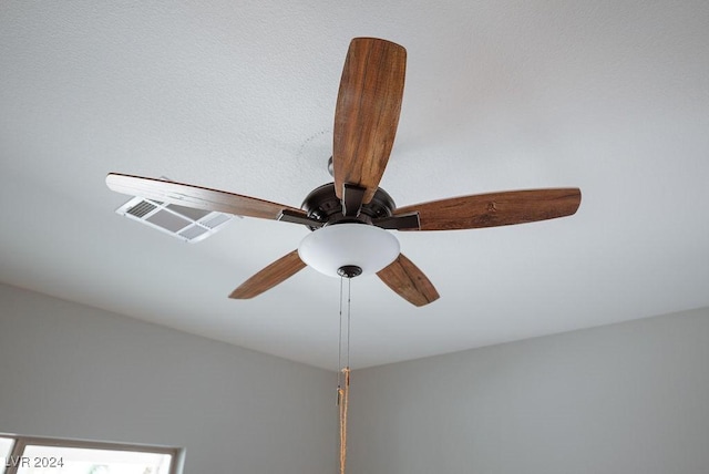 details with visible vents and ceiling fan