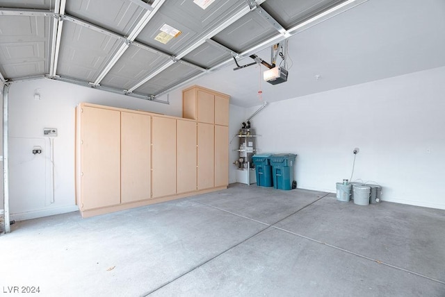 garage with a garage door opener