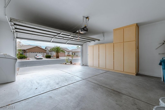 garage with a garage door opener